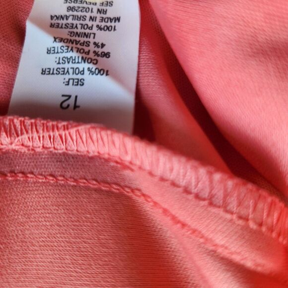 Roz & Ali Size 12 Maxi Dress Stretch Eyelet Over Lining Salmon Pink Poly Spandex - Picture 4 of 7